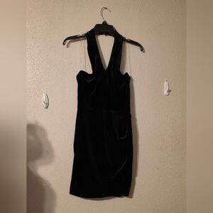 Crystal Doll Black Velvet Backless Dress